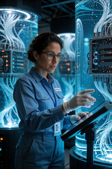 Clara, a Kin-tutor in a futuristic data center
